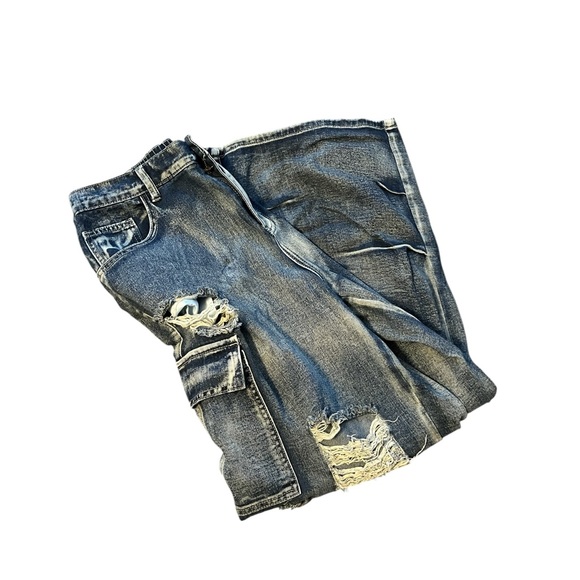 SHEIN Blue Distressed Denim Jeans Curve 1XL - Picture 3 of 5